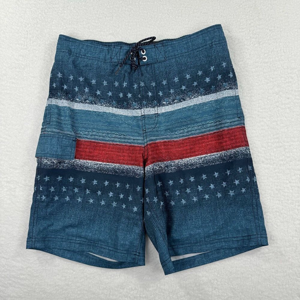 George‎ Swim Trunks Shorts Mens Med 36-38 Blue Stars Liner